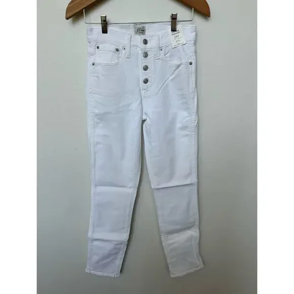 J. Crew 10" Vintage Straight Denim Jeans White Button Fly Women Sz 25 Tall NWT - Picture 1 of 9
